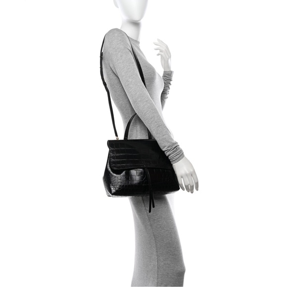 Mansur Gavriel Black Croc-Embossed Soft Lady Bag FA 2019 - Picture 3 of 12